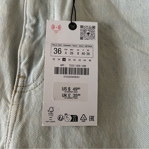 Zara High Rise Wide Leg Jean in Bleached Indigo - Picture 4 of 4